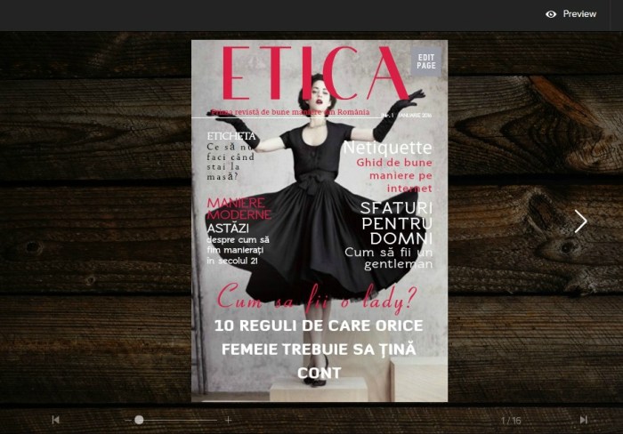 Revista ETICA prima revista de bune maniere din Romania