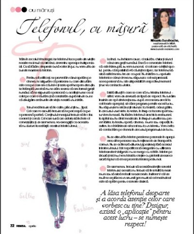 Revista Femeia Aprilie Telefonul cu masura